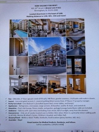 Flyer - Bristol Southside Condominiums across from Kirklin Clinic