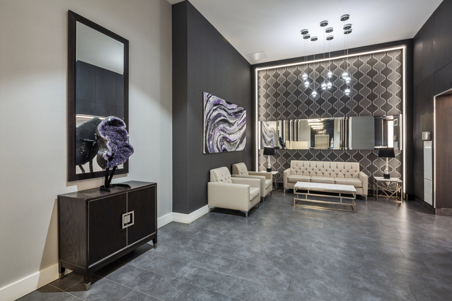 Lobby - Furnished Master bedroom with a private bathroom in a 4-bedroom luxury apartment, 50'' smart TV.