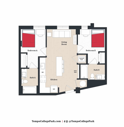 B1 Floor Plan - Tempo College Park Take Over Lease
