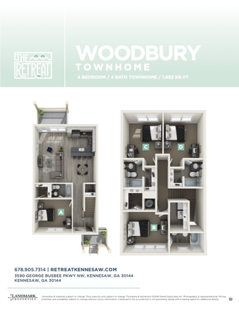 Floor plan of whole unit. Please click on link for full gallery - The Retreat Townhome