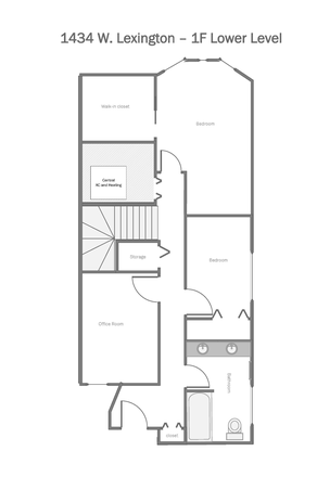 Lower level - Furnished 3-bedroom 2-bathroom Apartment at West Lexington Street, Unit 1F, Chicago, IL 60607