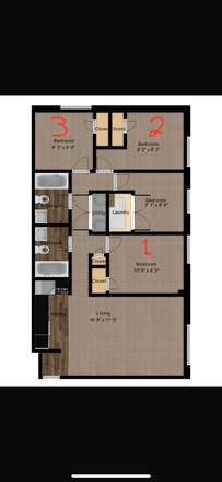 Floor Plan (Bedroom 1 is up for sublease) - Summer 2026 Sublease - 2 Min Walk From PMU Apartments