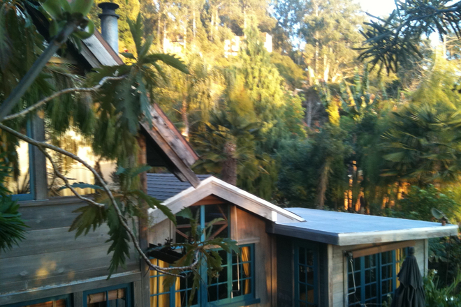 Exterior Bernard Maybeck House - Quiet Garden Cottage Walk to UC, Level-in with Patio