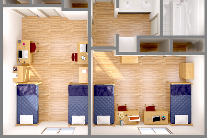 Floorplan - Dorm Room Avaliable ON-CAMPUS in FIU Panther Hall  – Shared Suite for Fall 2026/Spring 2027