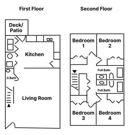 Plan (Bedroom 1 is getting leased) - Pheasant Run Crossing - Town House (1 room available)