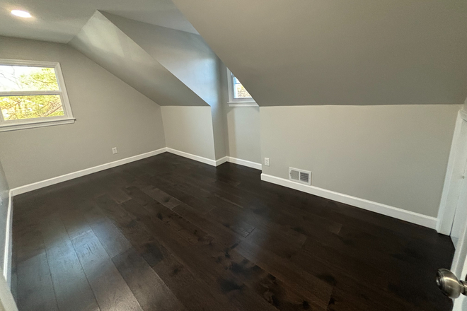 Bedroom with Eaves (Queen Size Bed and Mattress not pictured but provided) - Luxurious and Affordable Newly Renovated House- Close to Campus! (TWO ROOMS AVAILABLE)