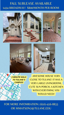 Awesome house very close to tulane! It has a very large livingroom, cute sun porch, a kitchen with everything you would need! 4 bedrooms. - Adorable house close to campus