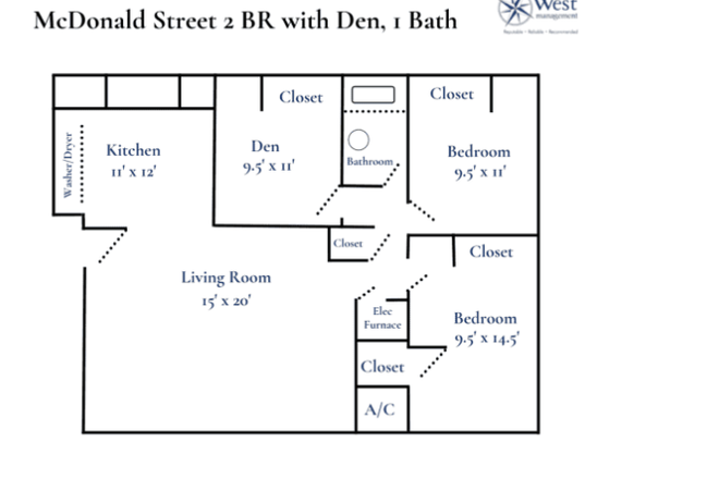 Floorplan - 300 McDonald Street, 11C, Close to campus Apartments