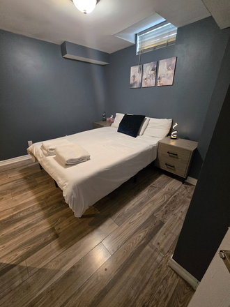 Bedroom A: $1080 Larger Private room with Queen Sized Bed (Shared bathroom) +$200 for double occupancy - Private room in a shared basement at Teakwood Drive + Utilities Included