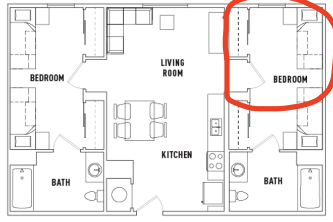 Floor Plan - Plaza Verde II 2b2b (male only, summer sublet)