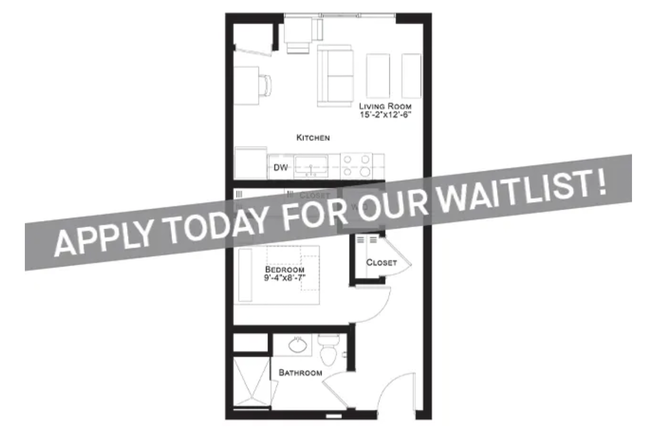 floorplan of apartment - 1 bed/1bath apartment in the Landmark apartment building