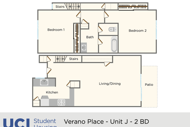 Floorplan - One Bedroom in a Verano Place 2BR/1BA Townhouse