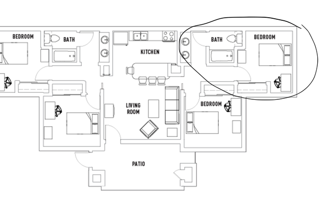 Layout - Private VDC Bedroom (4 Bed 2 Bath)