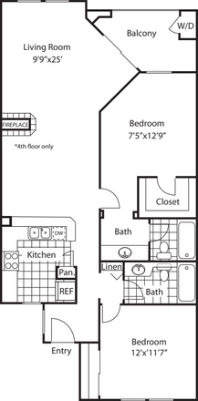 Floor Plan - Toscana Apartment 2bed/2bath, Jan-Sep, Female Only
