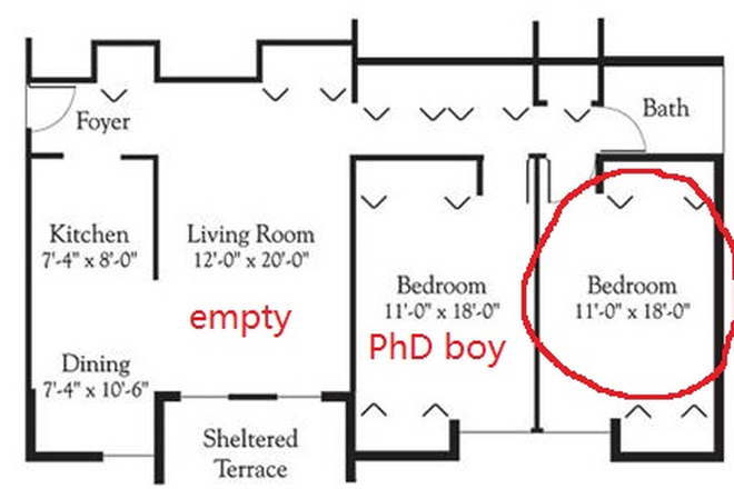 Bedroom - Brandywine Apartment 2b1b one bedroom Winter sublet Dec11-Jan25