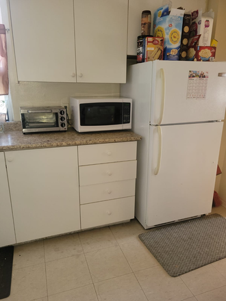 Kitchen with fridge - Fully Furnished one bedroom apartment for rent Steps for  The University of Toronto