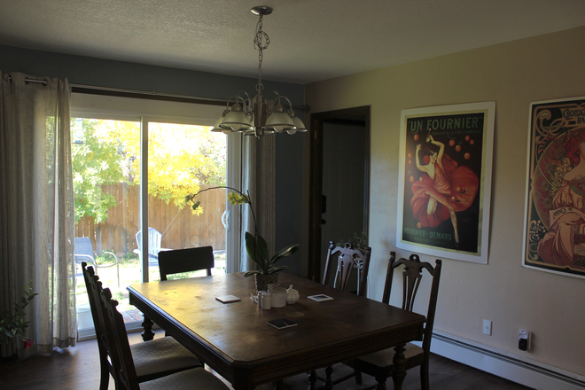 Dining Room. Comes furnished as shown. - Master Bedroom & Half Bath Close to Campus House