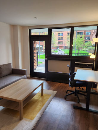 Living Room - Furnished 1BR/1BA at 1 SFP | Patio | New Furniture | Steps from HBS | May 15–Aug 15 Apartments