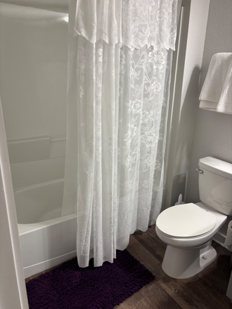 Toilet and shower - Aspen Heights Apartments