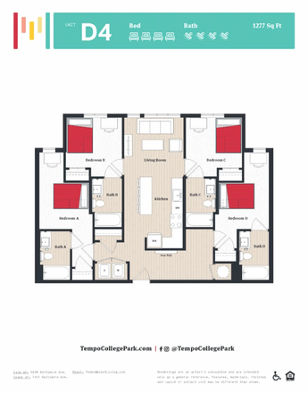 Room C - (1 year Relet for Room C) 4x4 Tempo College Park