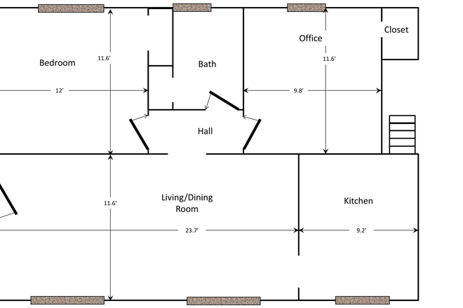 Unit floor plan - Attractive apartment close to CU campus-Utilities included (Univerity Hill)