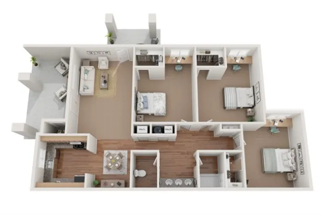 Floor plan - Duck's Village Room in 3-Person Unit