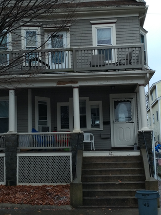 Front from street - Unit 1, 42 Bromfield Rd, Somerville. 4 Bd. rm.; 1 Bath rm.; Liv. rm; Kitchen; 2 parking  spaces. Rental