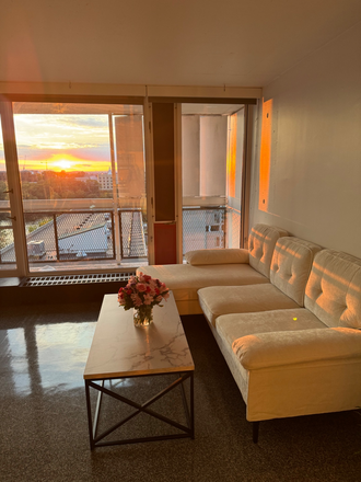 Living room - Beautiful river view 1b Harvard apartment