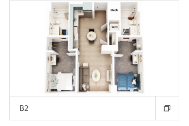 Floor Plan - Union on Knox. 2x2 right next to campus Apartments