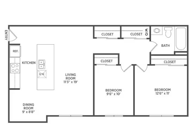 Floor plan - Safe, Stylish, Student & Family Friendly Apartment near MSU