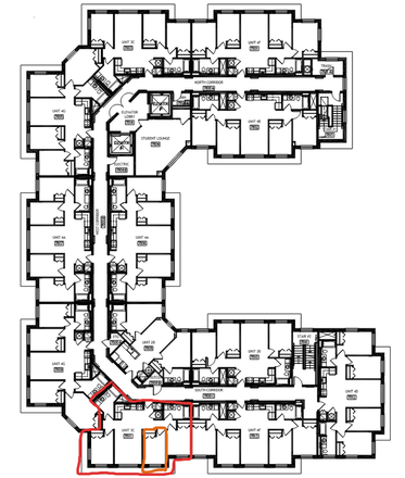 building floor plan annotated - South Campus Commons 7 Lease Transfer Apartments