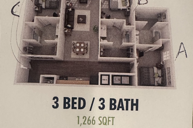 Floorplan, Lease for Room C - The View Apartments