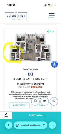 The highlighted circle is the unit up for relet. Contact me for videos! - The Metropolitan Gainesville