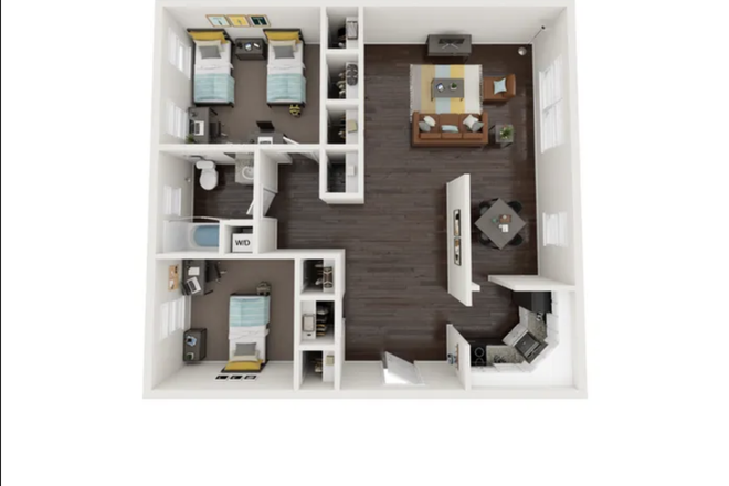 Alleghany Floorplan - Spring Sublet Towson Place Apartment 1 Bedroom in 2 Bed 1 Bath Unit
