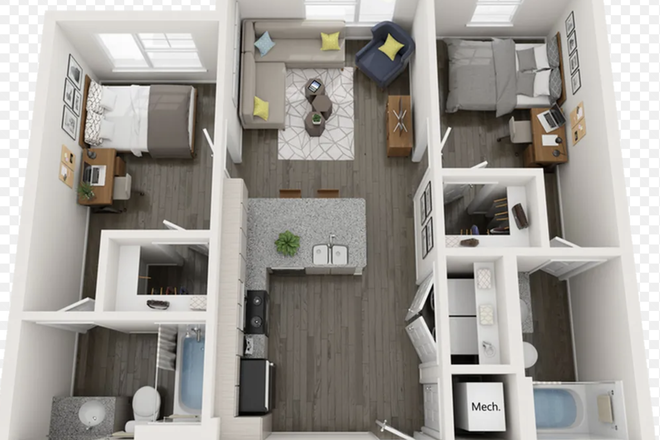Floor plan - Union Chapel Hill, 2BHK