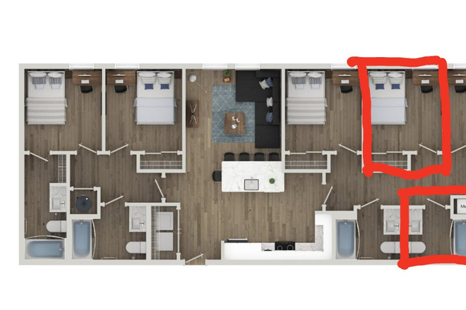 This is the room - ASPEN HEIGHTS MALE UNIT SUBLEASE - 5 BED 5 BATH SPRING/SUMMER 26 -  DISCOUNTED TO 949! Apartments