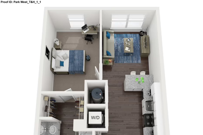 Floor Plan - ParkWest Hillside 1X1 Apartments