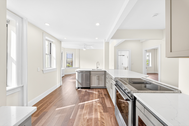 kitchen - Recently Renovated Coolidge Corner 1 bed with in unit laundry and parking - NO FEE! Apartments