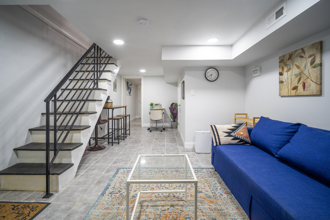 Your private living room area! - University City Chic and Convenient 1-BR Suite with Private Bath/ Workspace/Living Room House