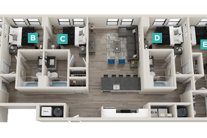 Bedroom C is available to sublet. Our unit also has awesome balcony access from the living room. - The Standard at College Park