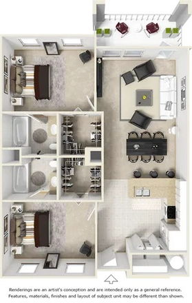 Kitchen, Bedroom, Living room, Balcony - The Enclave