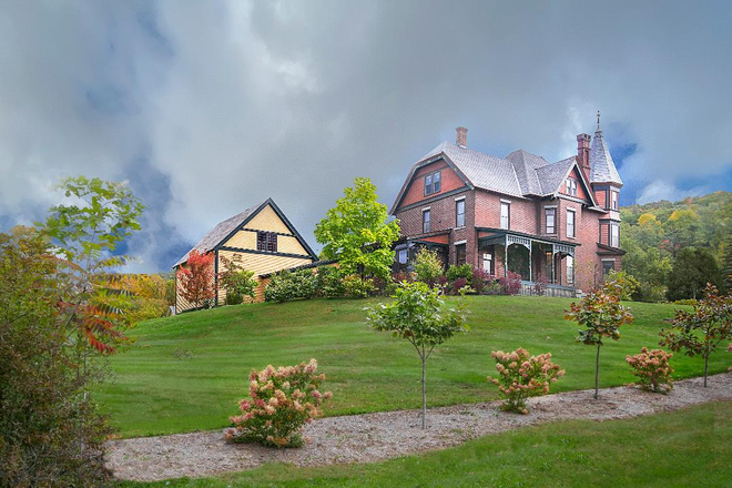 House as seen from Route 14 - The brick castle House