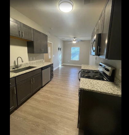 kitchen with granite, fridge, and stove - PRIVATE APARTMENT 1BD/1BTH at PEAK OF BOONE