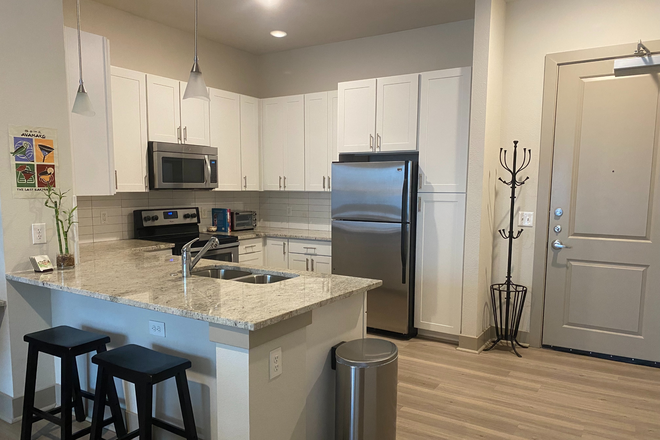 Kitchen + entry way - Summer apartment close to Rice campus