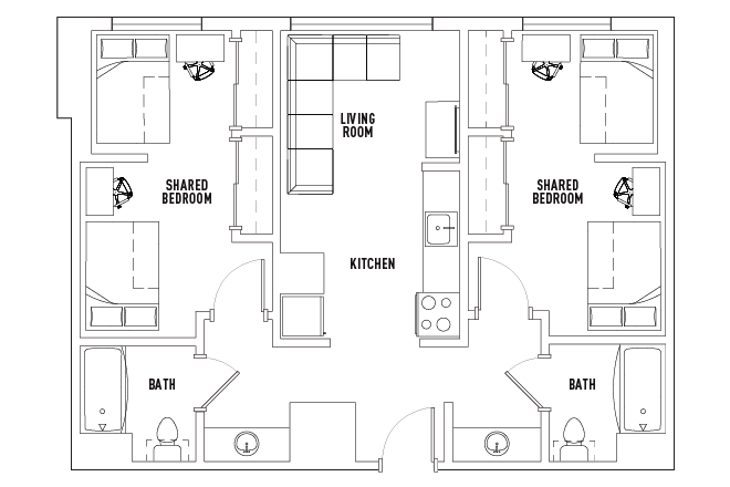 Floorplan - Lightview Shared Bedroom Sublet (Spring/Summer) Apartments