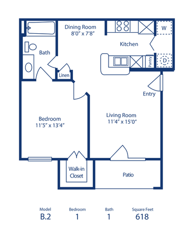 Floorplan - Fully Furnished 1B1B from May to August (8min from Rice Campus) Apartments