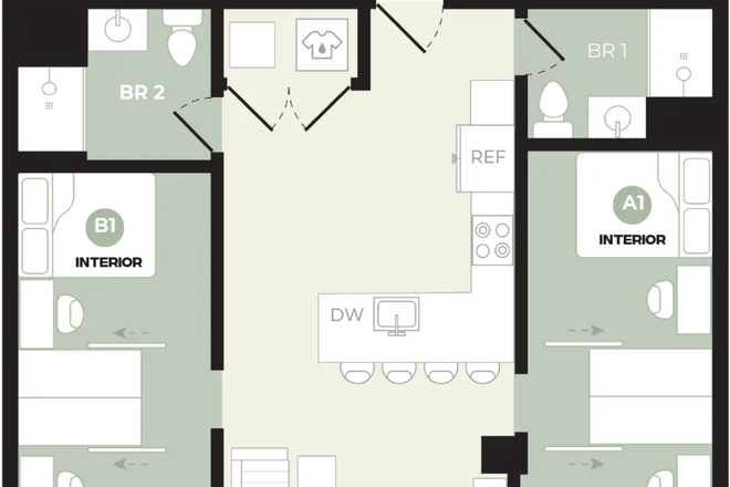 4 bedroom, 2 bathroom, washer and dryer, kitchen, living room, balcony - Spring 2026 Sublease - The Hub College Park
