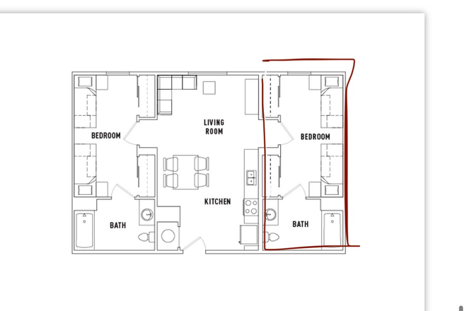 Bedroom layout - Apartment close to campus