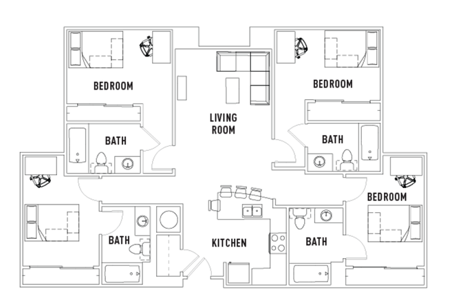 4 bed 4 bath, 1 bedroom and 1 bathroom, shared kitchen - Subleasing Shared Apartment for summer 2025, Undergraduate girls