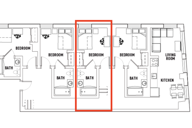 Room with red square is for sublease - Lightview